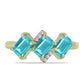 Anillo de Plata Bañada en Oro con Cuarzo Paraiba y Topacio Blanco