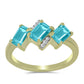 Anillo de Plata Bañada en Oro con Cuarzo Paraiba y Topacio Blanco