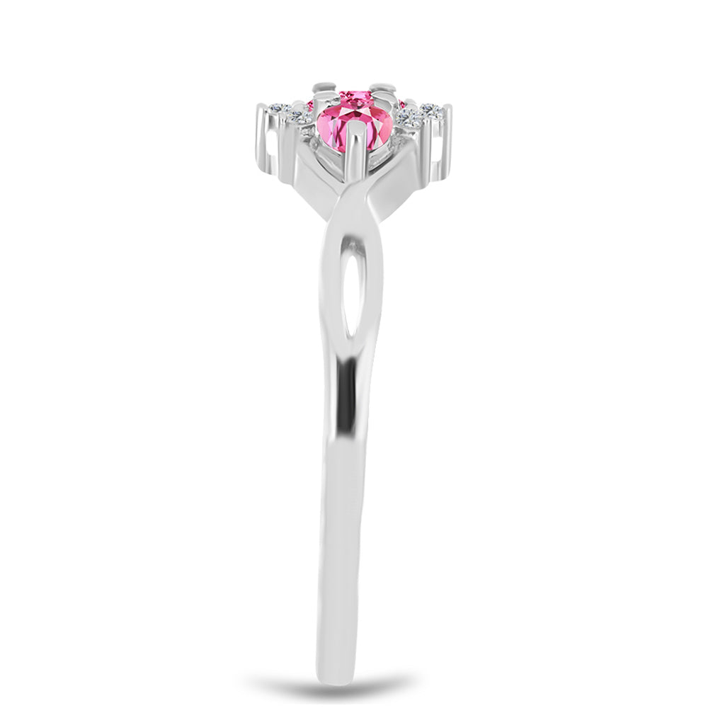 Anillo de Plata con Turmalina Rosa de Pelmadulla y Topacio Blanco 4 