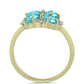 Anillo de Plata Bañada en Oro con Cuarzo Paraiba y Topacio Blanco