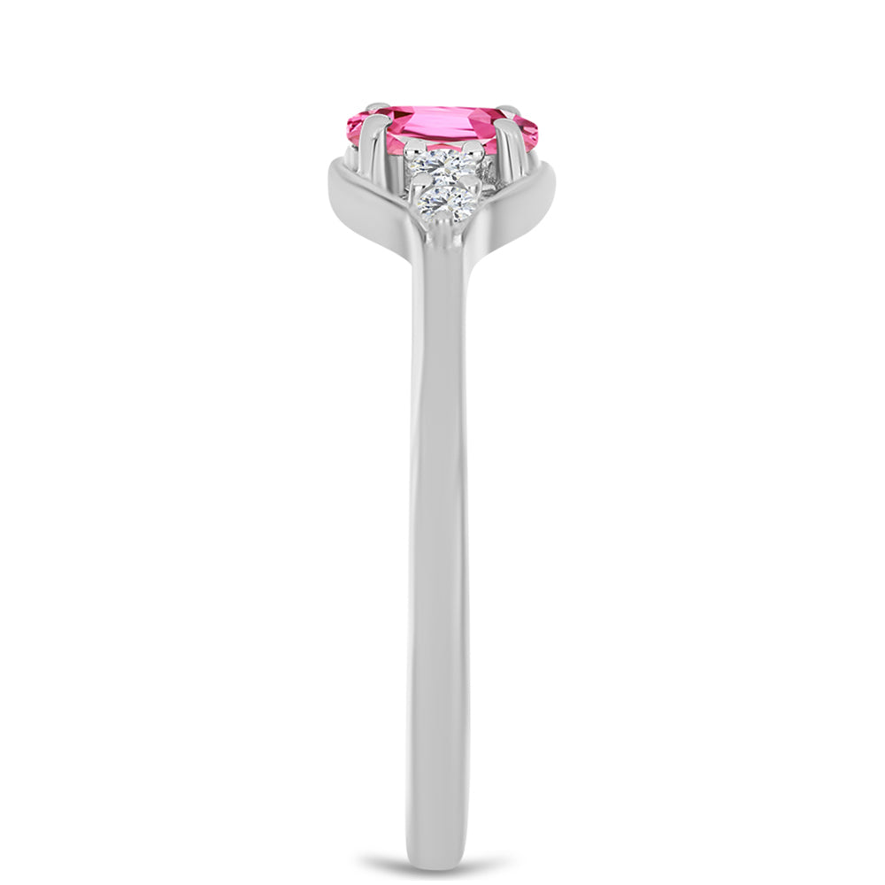Anillo de Plata con Turmalina Rosa de Pelmadulla y Topacio Blanco