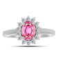 Anillo de Plata con Turmalina Rosa de Pelmadulla y Topacio Blanco