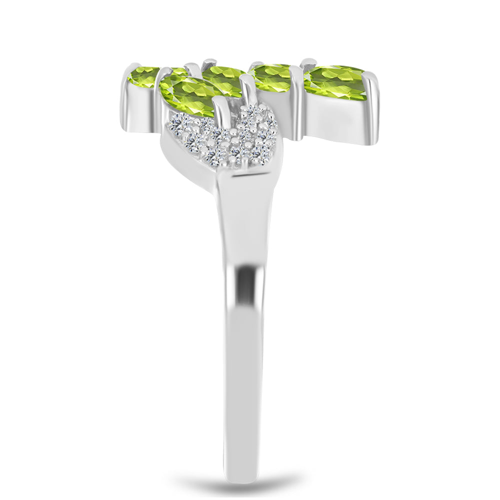 Anillo de Plata con Peridoto de Changbai y Topacio Blanco 4 