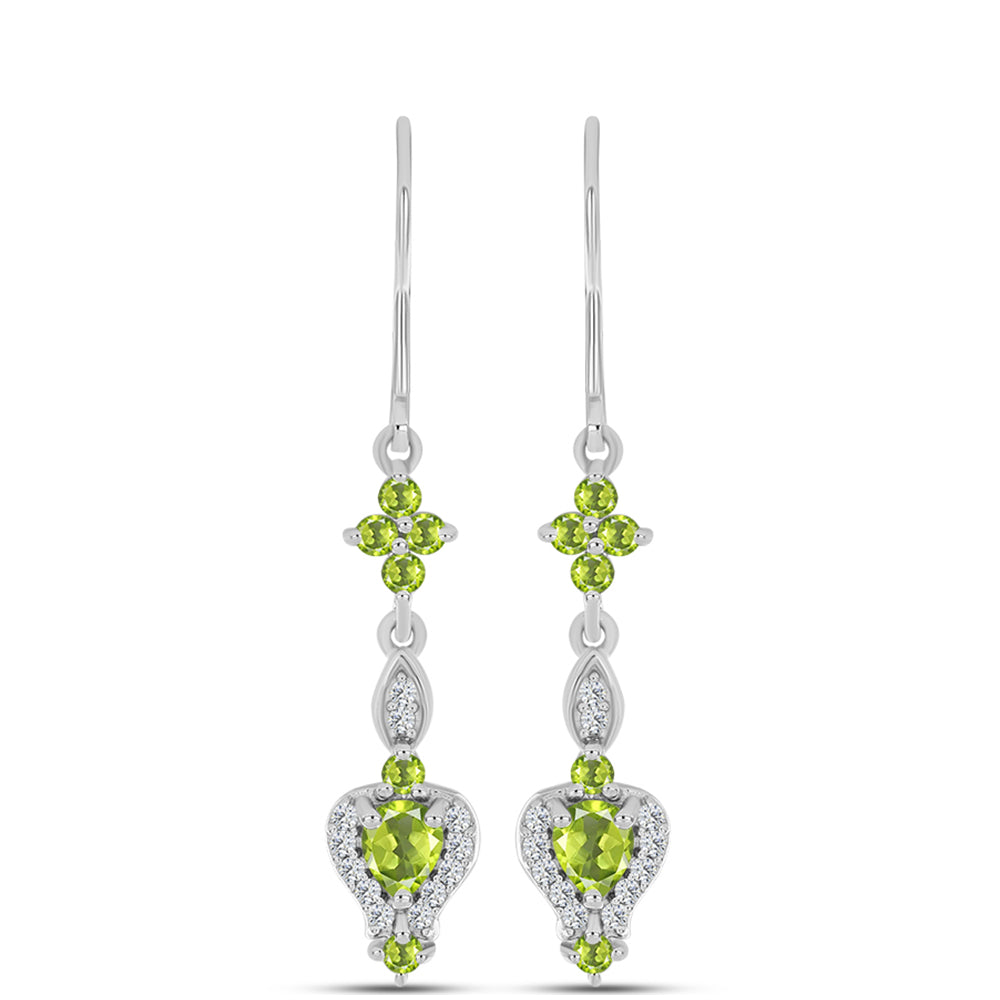 Pendientes de Plata con Peridoto de Changbai y Topacio Blanco 1 