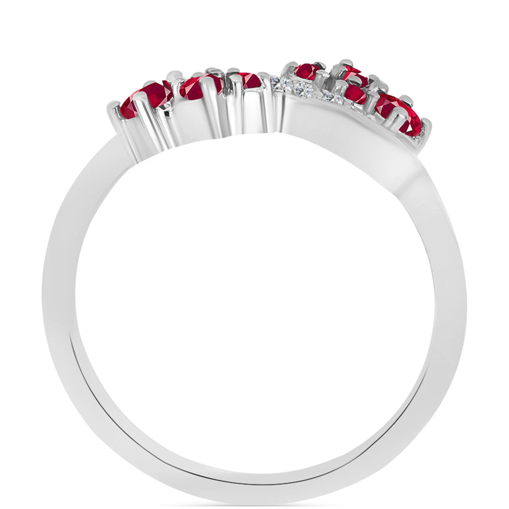 Anillo de Plata con Rubí de Madagascar y Topacio Blanco 2 