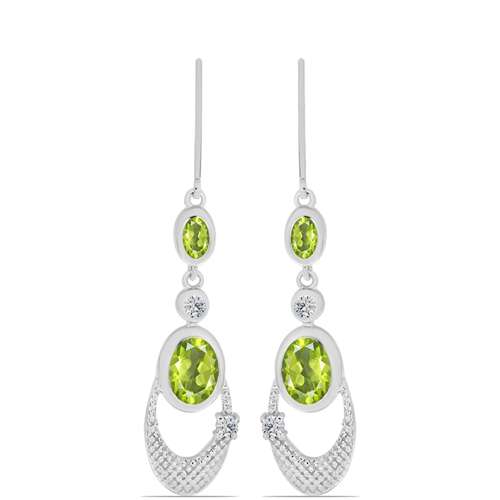 Pendientes de Plata con Peridoto de Changbai y Topácio Blanco 3 