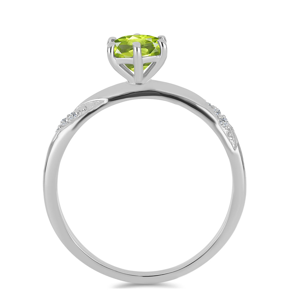 Anillo de Plata con Peridoto de Changbai y Topacio Blanco 2 