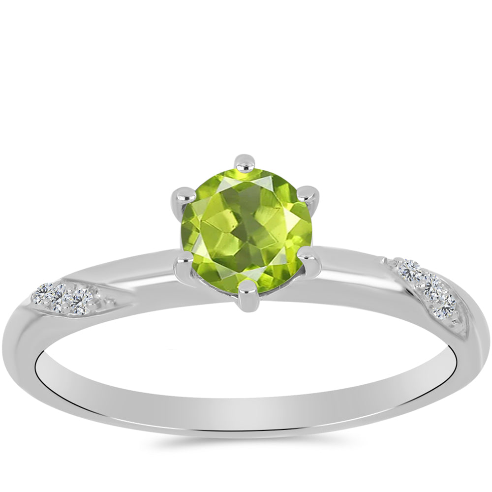 Anillo de Plata con Peridoto de Changbai y Topacio Blanco 3 