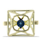 Anillo de Plata Bañada en Oro con Diamante azul danzante