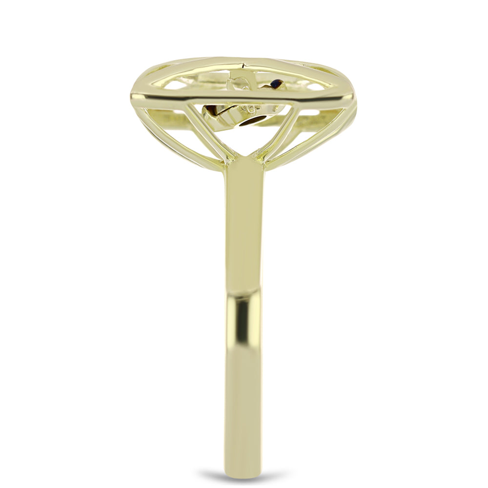 Anillo de Plata Bañada en Oro con Diamante azul danzante 4 