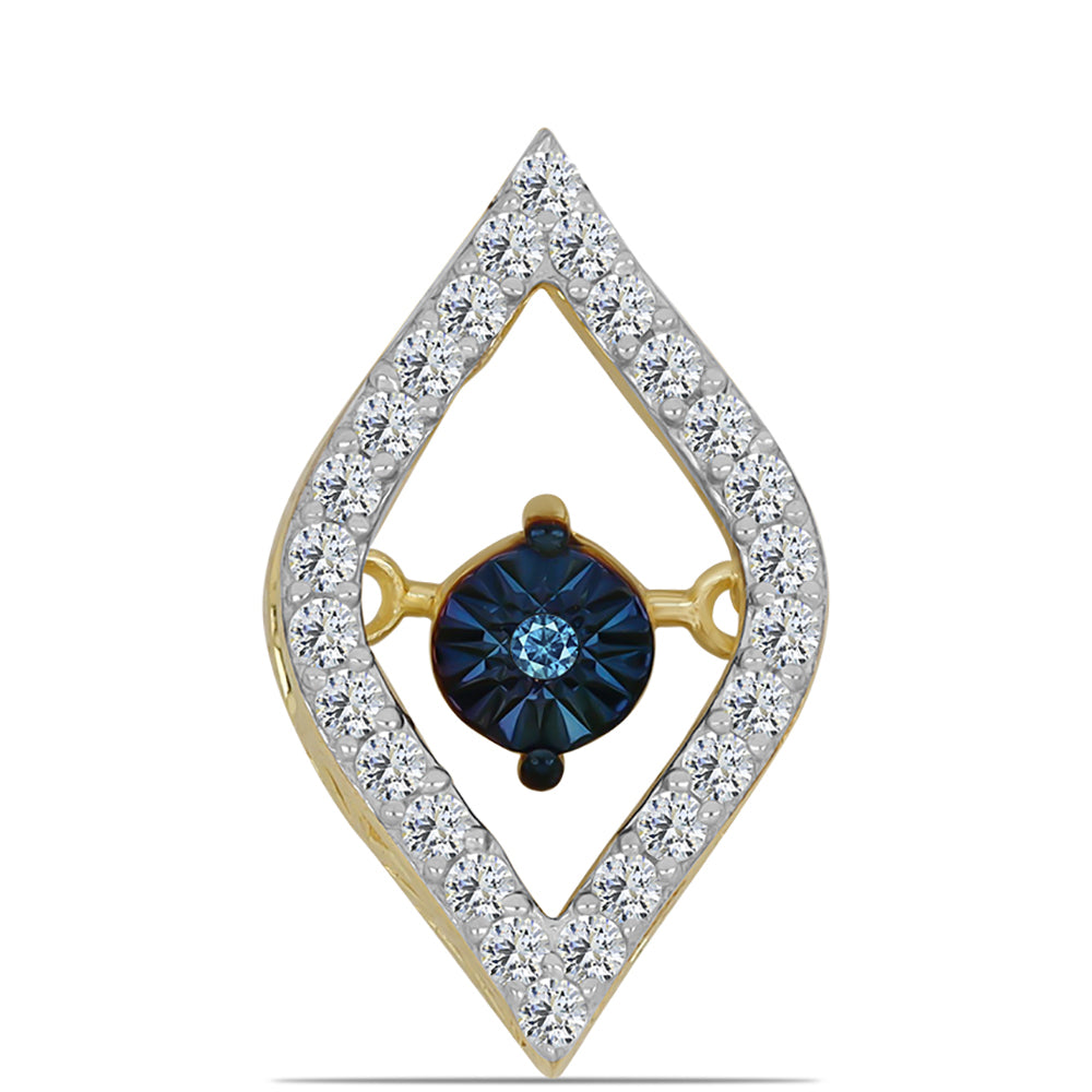 Colgante de Plata Bañada en Oro con Diamante azul danzante y Topacio Blanco