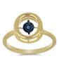 Anillo de Plata Bañada en Oro con Diamante azul danzante