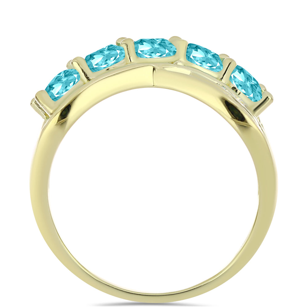 Anillo de Plata Bañada en Oro con Cuarzo Paraiba