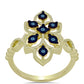 Anillo de Plata Bañada en Oro con Diamante azul danzante