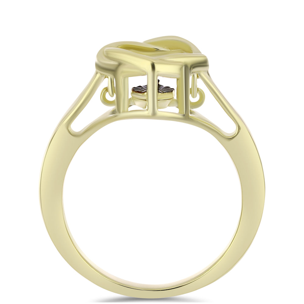 Anillo de Plata Bañada en Oro con Diamante azul danzante 2 