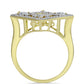 Anillo de Plata Bañada en Oro con Diamante azul danzante y Topacio Blanco