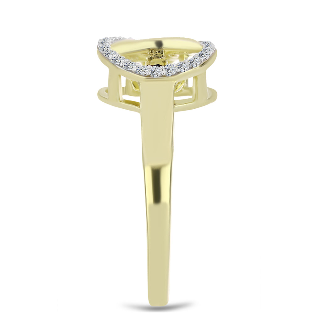 Anillo de Plata Bañada en Oro con Diamante azul danzante y Topacio Blanco 4 