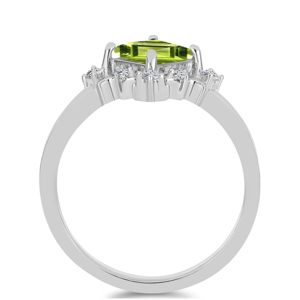 Anillo de Plata con Peridoto de Changbai y Topacio Blanco 2 