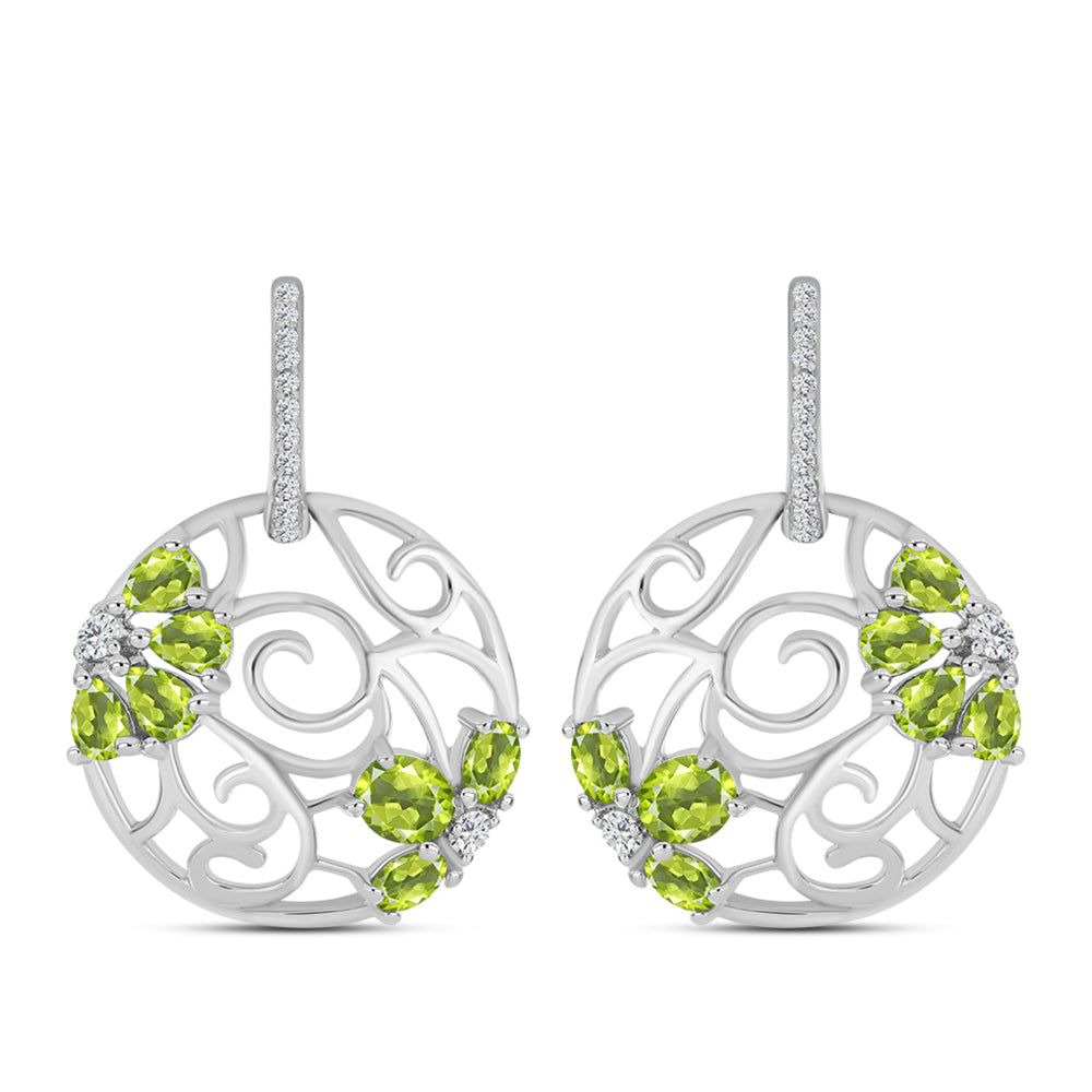 Pendientes de Plata con Peridoto de Changbai y Topacio Blanco 1 