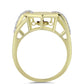Anillo de Plata Bañada en Oro con Diamante azul danzante y Topacio Blanco