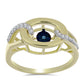 Anillo de Plata Bañada en Oro con Diamante azul danzante y Topacio Blanco