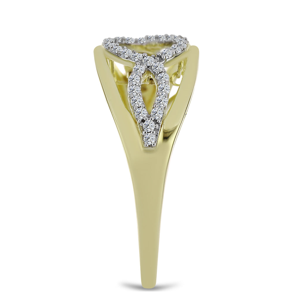 Anillo de Plata Bañada en Oro con Diamante azul danzante y Topacio Blanco 4 