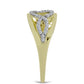 Anillo de Plata Bañada en Oro con Diamante azul danzante y Topacio Blanco