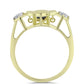 Anillo de Plata Bañada en Oro con Diamante azul danzante y Topacio Blanco