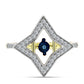 Anillo de Plata Bañada en Oro con Diamante azul danzante y Topacio Blanco