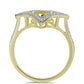 Anillo de Plata Bañada en Oro con Diamante azul danzante y Topacio Blanco