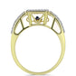 Anillo de Plata Bañada en Oro con Diamante azul danzante y Topacio Blanco