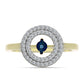 Anillo de Plata Bañada en Oro con Diamante azul danzante y Topacio Blanco