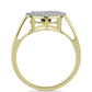 Anillo de Plata Bañada en Oro con Diamante azul danzante y Topacio Blanco