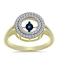 Anillo de Plata Bañada en Oro con Diamante azul danzante y Topacio Blanco