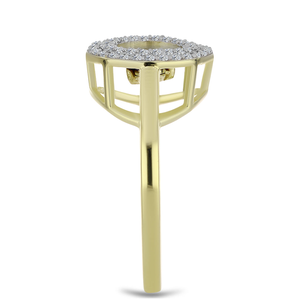 Anillo de Plata Bañada en Oro con Diamante azul danzante y Topacio Blanco 4 