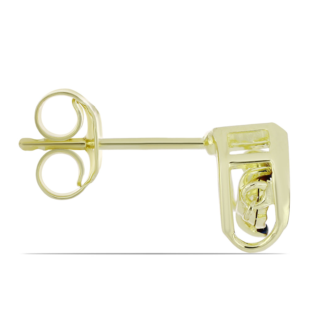 Pendientes de Plata Bañada en Oro con Diamante azul danzante 2 