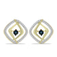 Pendientes de Plata Bañada en Oro con Diamante azul danzante y Topacio Blanco