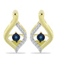 Pendientes de Plata Bañada en Oro con Diamante azul danzante y Topacio Blanco
