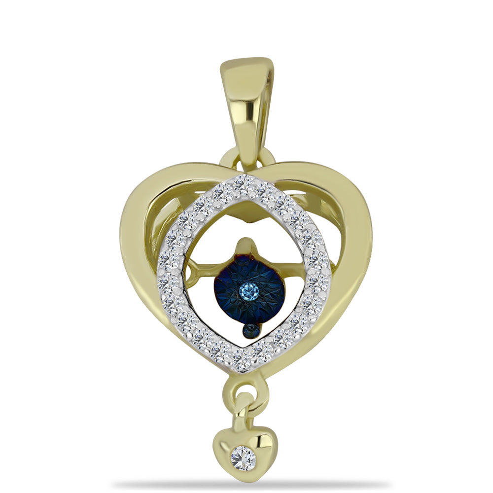 Colgante de Plata Bañada en Oro con Diamante azul danzante y Topacio Blanco 1 