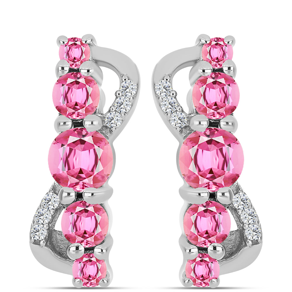 Pendientes de Plata con Turmalina Rosa de Pelmadulla y Topacio Blanco