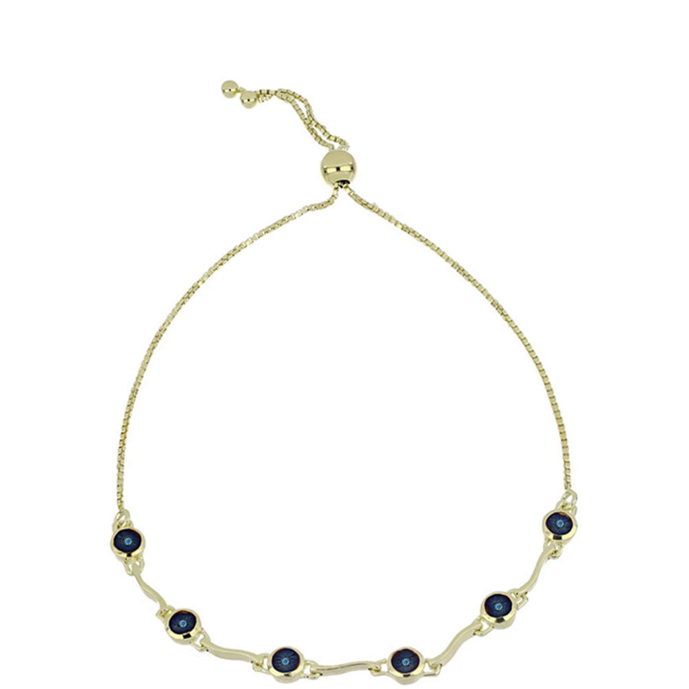 Pulsera de Plata Bañada en Oro con Diamante azul danzante 1 