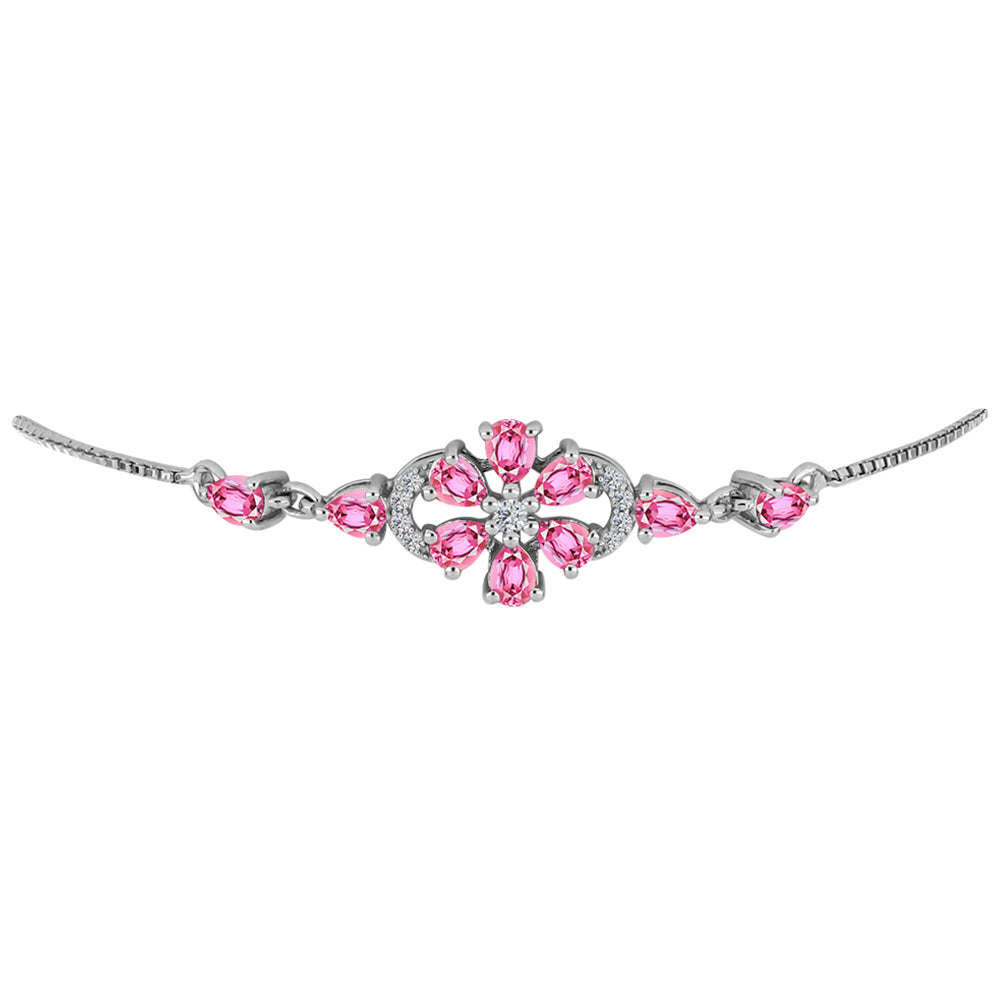 Pulsera de Plata con Turmalina Rosa de Pelmadulla y Topacio Blanco 2 