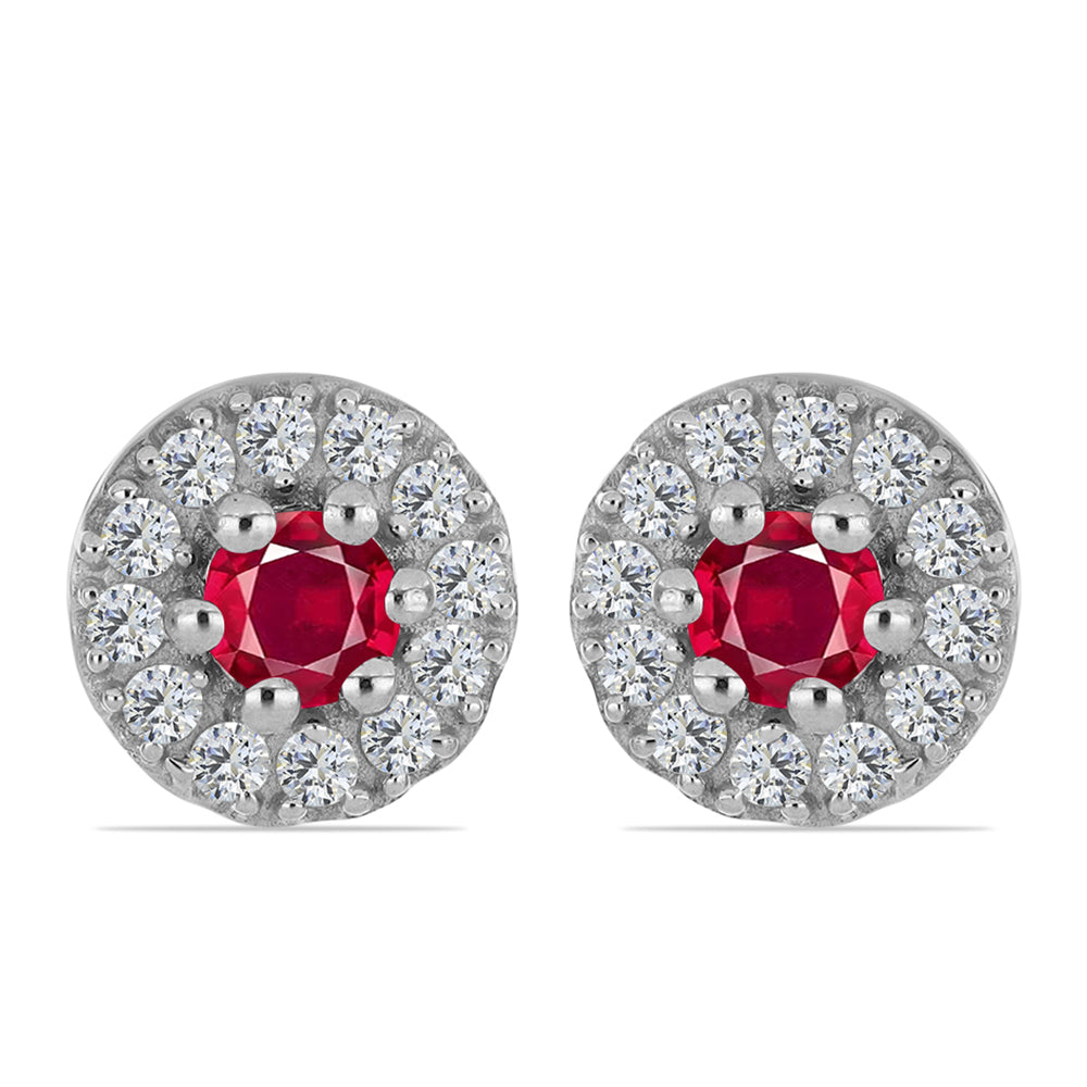 Conjunto de Plata con Rubí de Madagascar y Topacio Blanco ( Pendientes +Anillo ) 2 