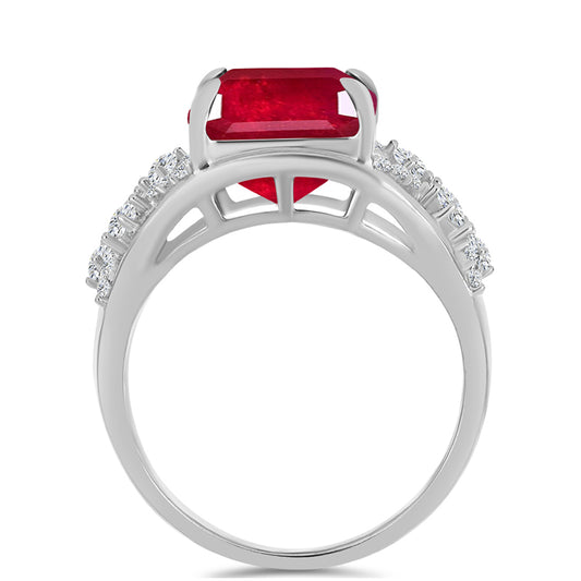 Anillo de Plata con Rubí de Madagascar y Topacio Blanco