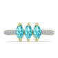 Anillo de Plata Bañada en Oro con Cuarzo Paraiba y Topacio Blanco