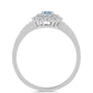 Anillo de Plata con Aguamarina del Condado de Embu y Topacio Blanco