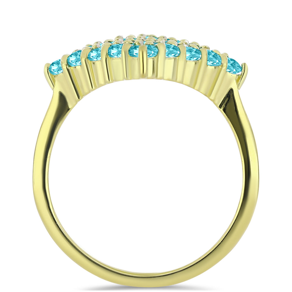 Anillo de Plata Bañada en Oro con Cuarzo Paraiba