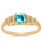 Anillo de Plata Bañada en Oro con Cuarzo Paraiba y Zircón Blanco