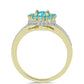 Anillo de Plata Bañada en Oro con Cuarzo Paraiba y Topacio Blanco