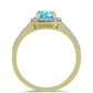 Anillo de Plata Bañada en Oro con Cuarzo Paraiba y Topacio Blanco